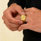 22K Yellow Gold Men's Sunburst Design Ring – Size 10