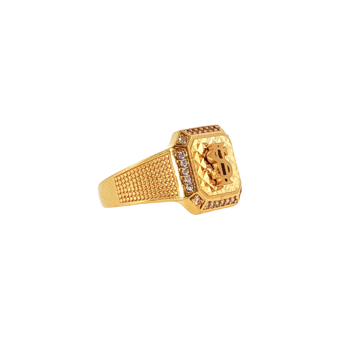 Fancy 22K Yellow Gold Men’s Ring with Cubic Zirconia – 7.0g, Size 10