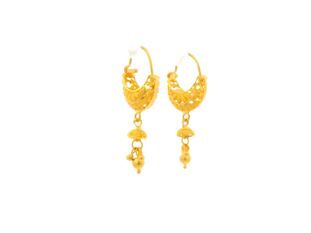 22K Polished Yellow Gold Hoop Earrings