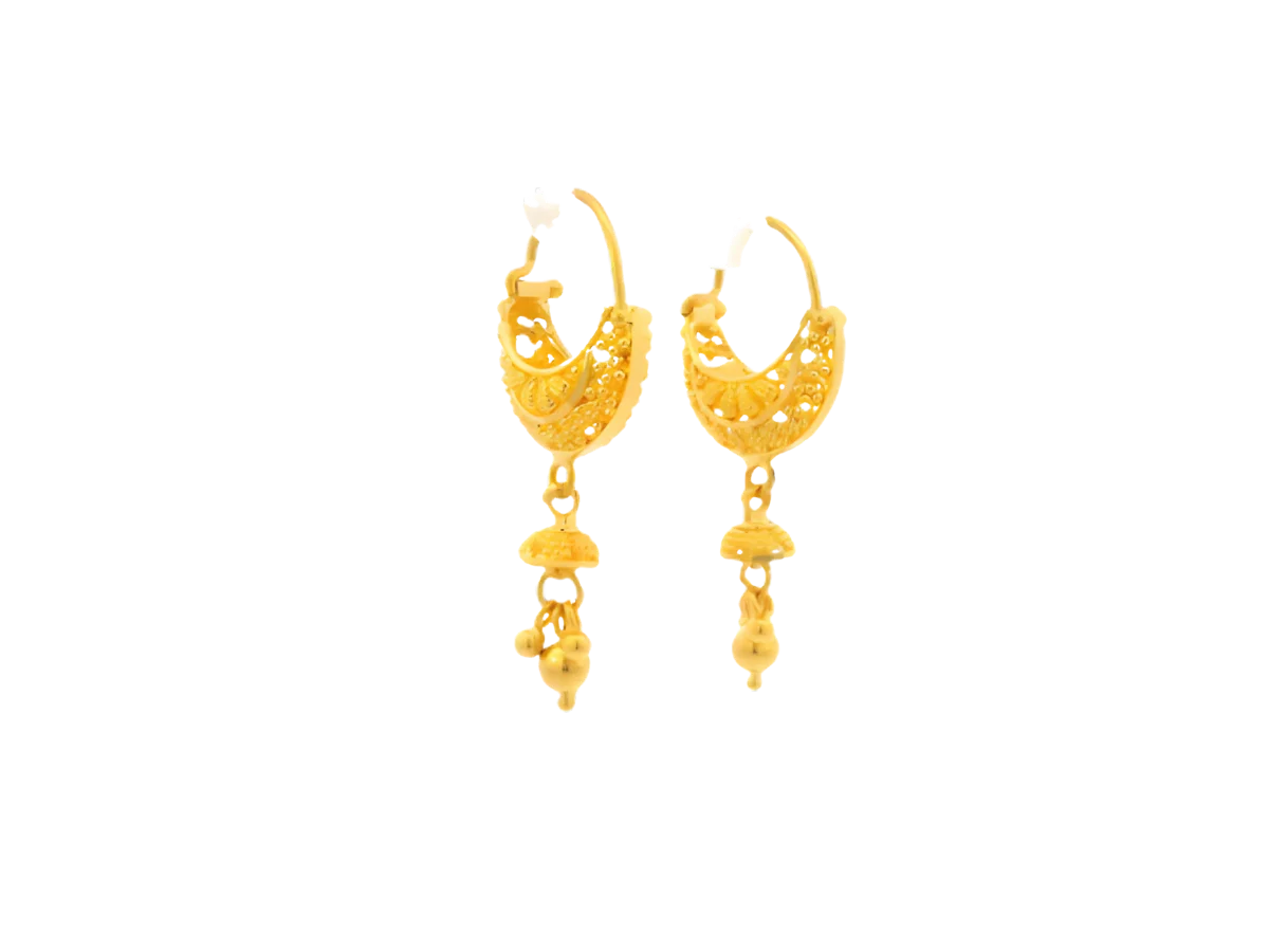 22K Polished Yellow Gold Hoop Earrings
