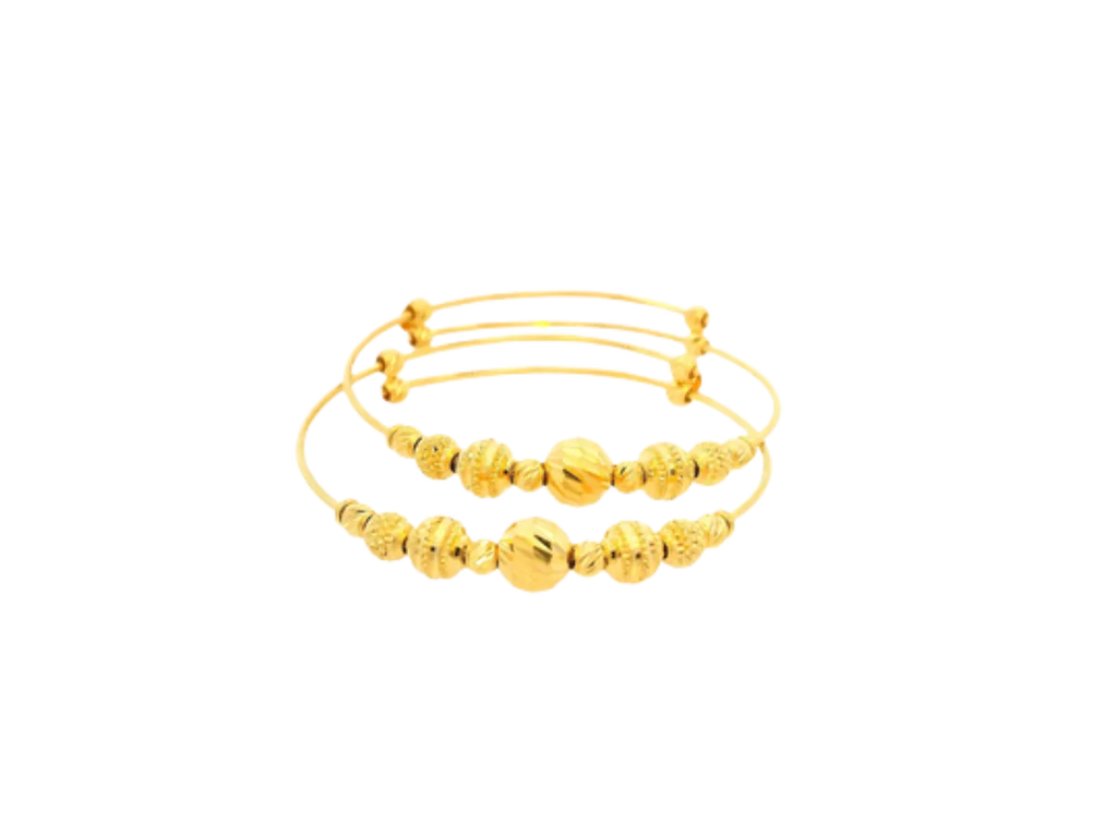 22K Yellow Gold Adjustable Baby Bangles (7.4 Grams)