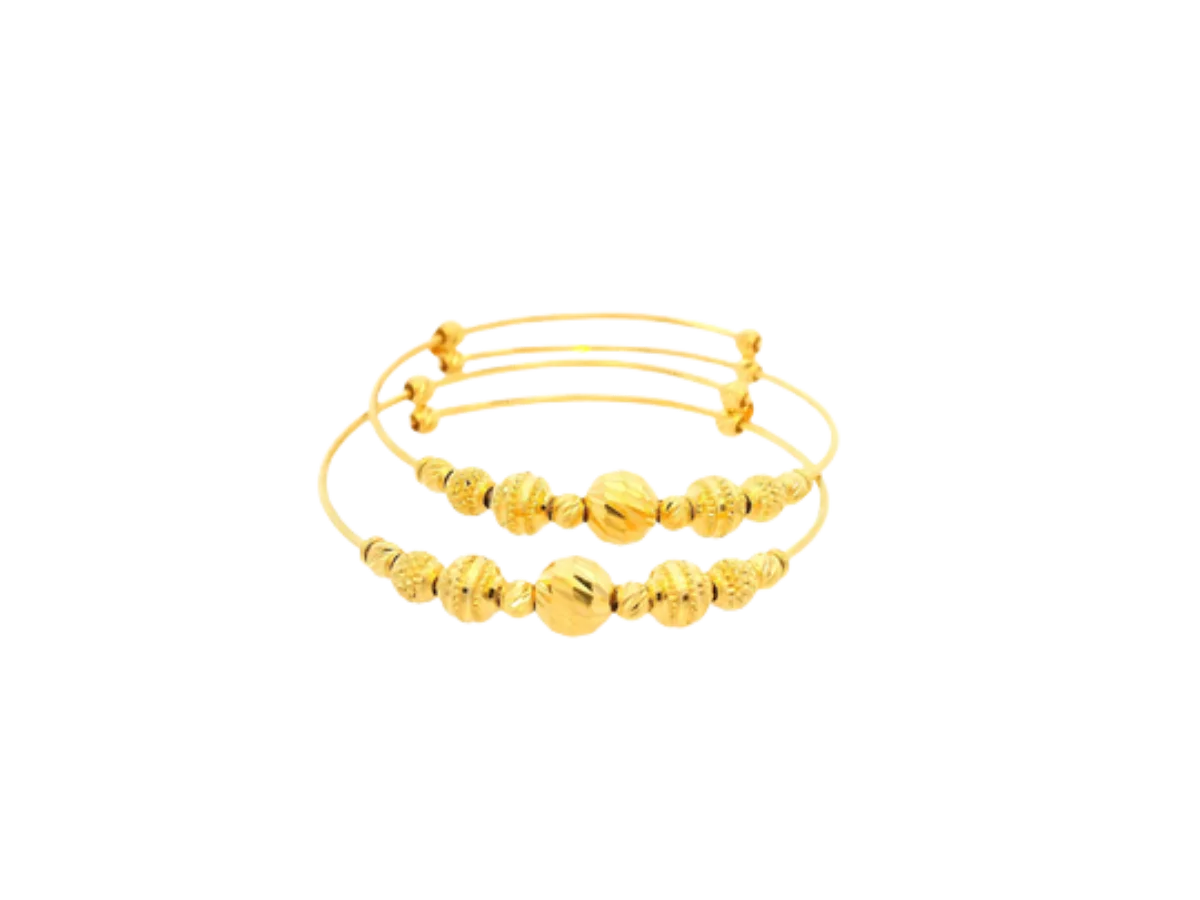 22K Yellow Gold Adjustable Baby Bangles (7.4 Grams)