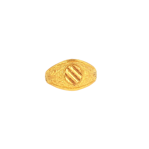 22K Yellow Gold Fancy Men’s Ring – Size 9.5, 8.2g with Cubic Zirconia