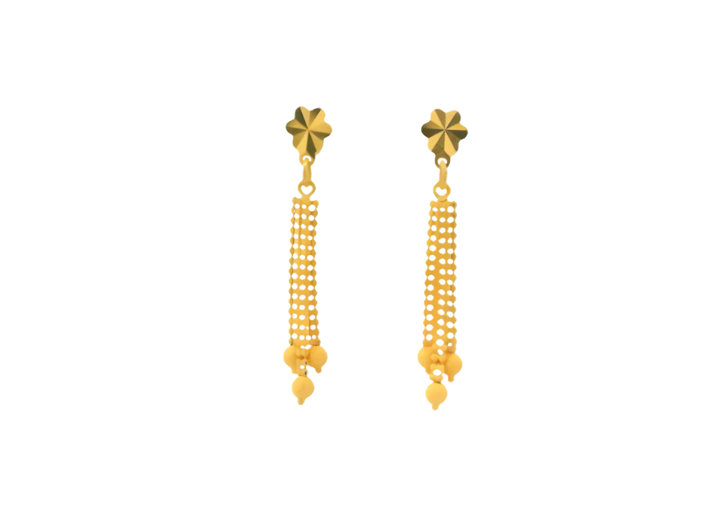 22K Polished Yellow Gold Hanging Earrings