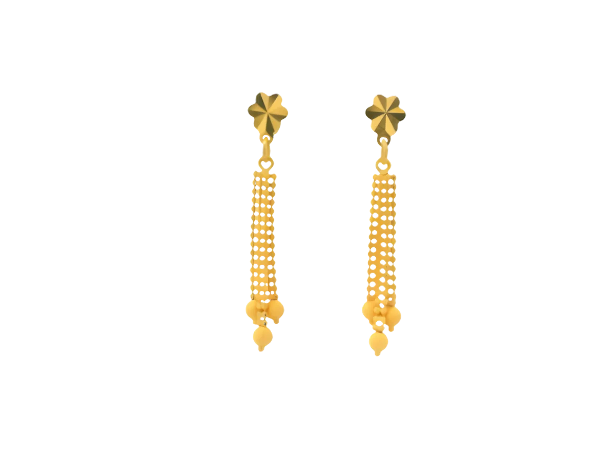 22K Polished Yellow Gold Hanging Earrings