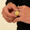 22K Men’s Yellow Gold Om Ring – 5.6g, Polished Finish, Resizable, Size 11