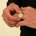 Fancy 22K Yellow Gold Men’s Ring with Cubic Zirconia – 7.0g, Size 10