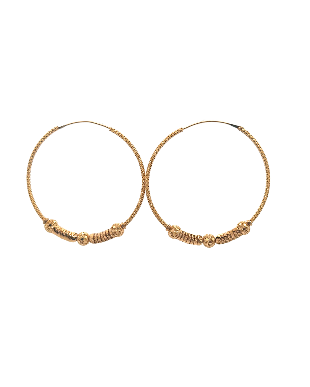22K Yellow Gold Hoop Earrings with Intricate Detailing