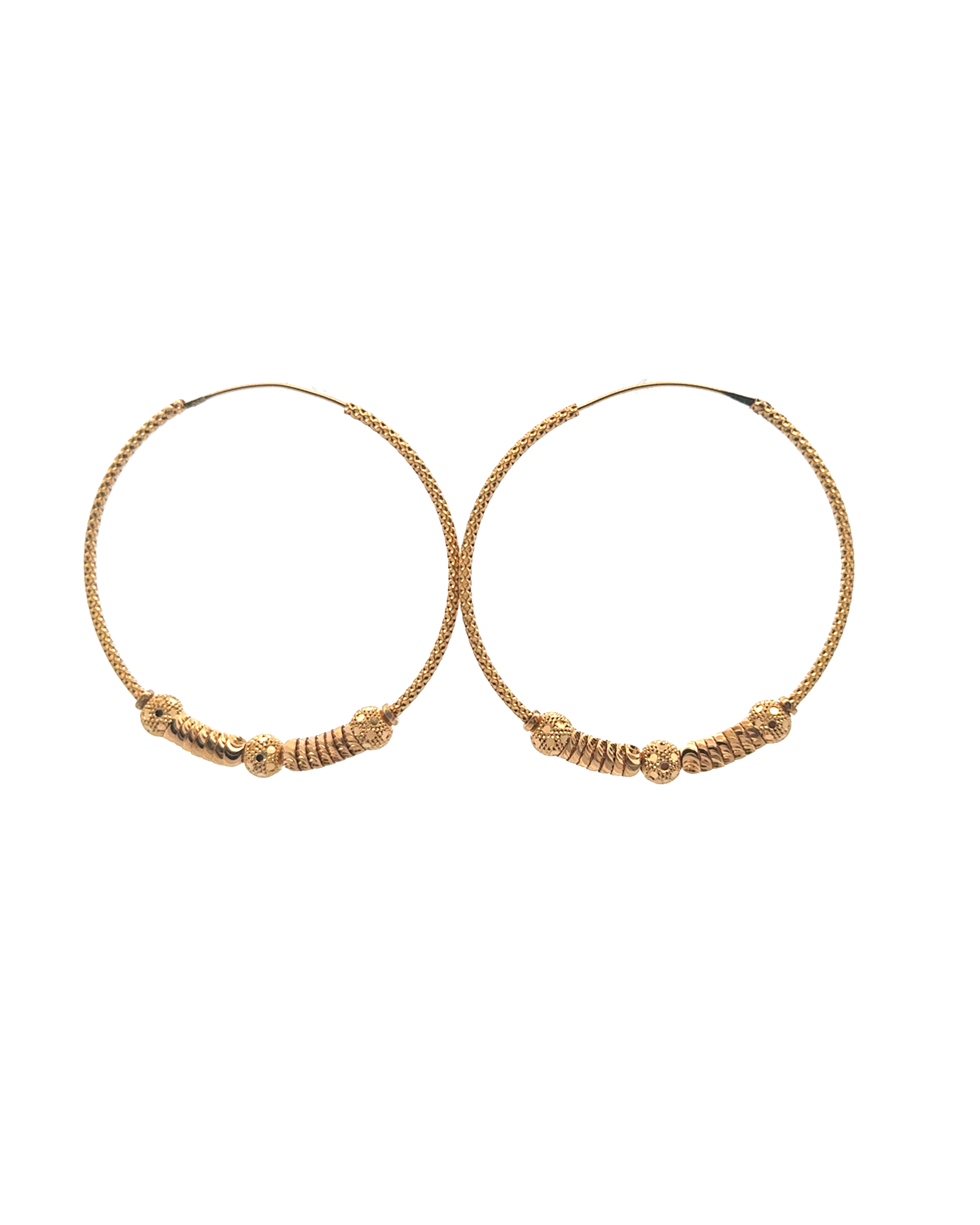 22K Yellow Gold Hoop Earrings with Intricate Detailing
