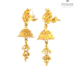 22K Yellow Gold Hanging Earrings with Screw Back
