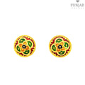 22K Yellow Gold Meenakari Stud Earrings with Screw Back