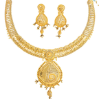 22K Engraved Yellow Gold Chain Necklace