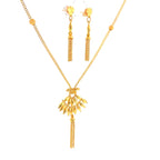 22K Dual Layered Yellow Gold Bar and Disc Pendant Necklace