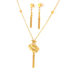 22K Dual Layered Yellow Gold Bar and Disc Pendant Necklace
