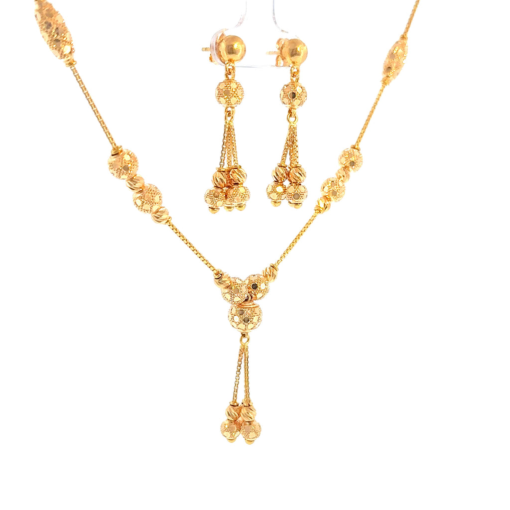 22K Elegant Yellow Gold Graduated Bead Necklace