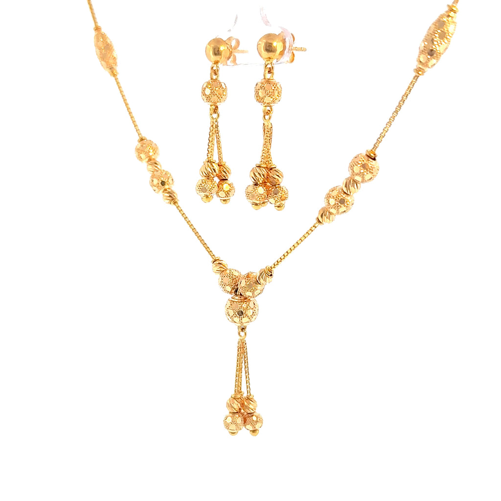 22K Elegant Yellow Gold Graduated Bead Necklace