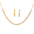 22K Elegant Yellow Gold Round Bead Necklace with Brilliant Round Diamond