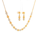 22K Elegant Yellow Gold Round Bead Necklace with Brilliant Round Diamond
