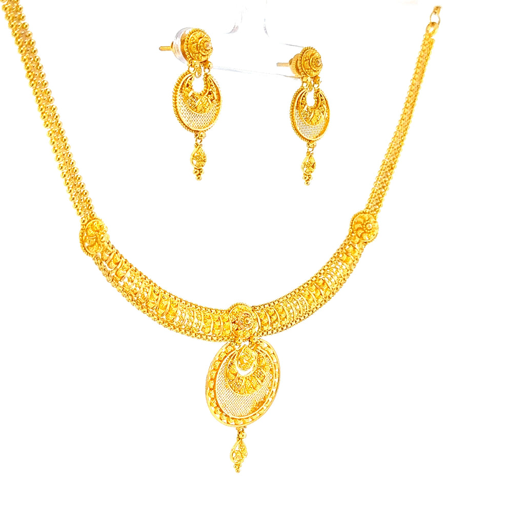 22K Minimalist Yellow Gold Dual Layered Bead Necklace