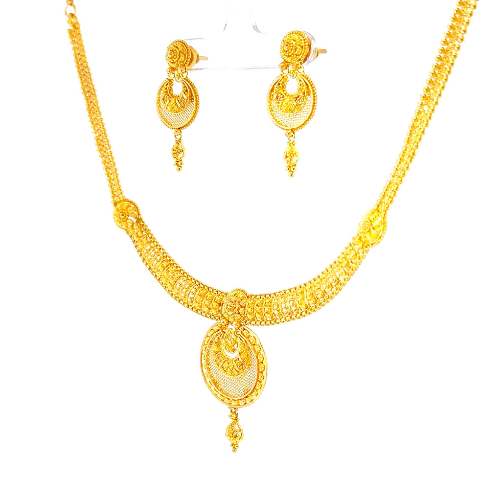 22K Minimalist Yellow Gold Dual Layered Bead Necklace
