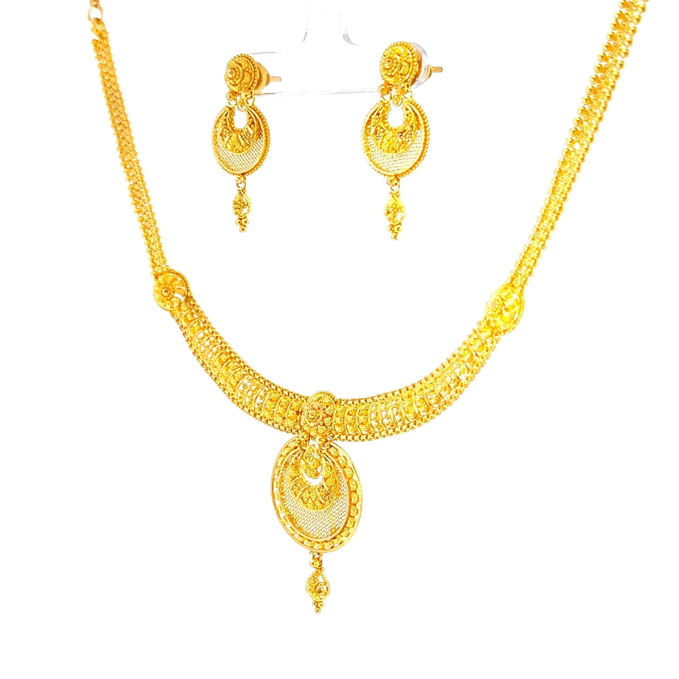 22K Minimalist Yellow Gold Dual Layered Bead Necklace