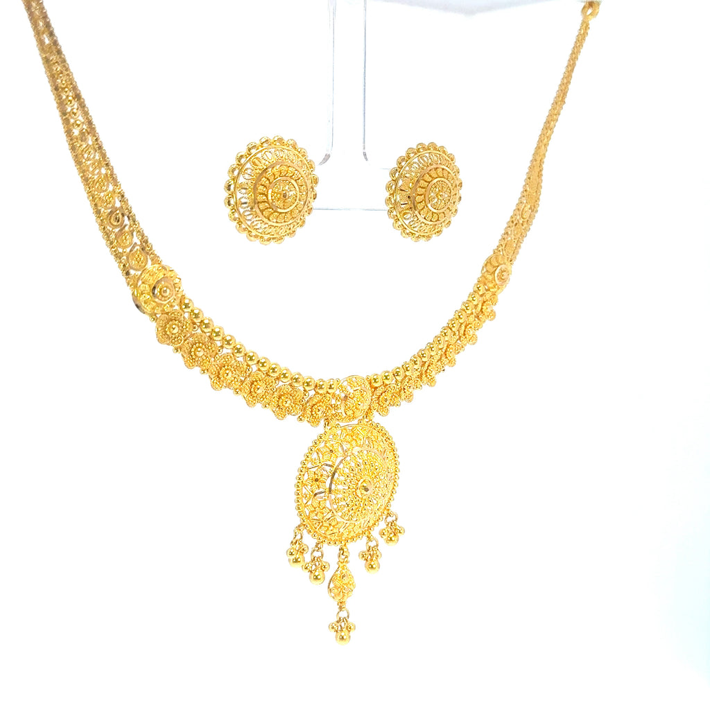22K Dual-Strand Yellow Gold Layered Bead and Cable Chain Necklace