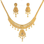 Double Layered Yellow Gold Bar and Bead Necklace