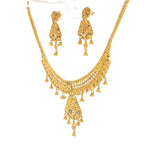 Double Layered Yellow Gold Bar and Bead Necklace
