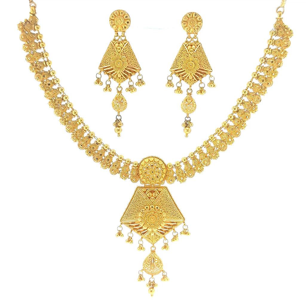 22K Contemporary Dual-Layered Yellow Gold Cable Chain Necklace