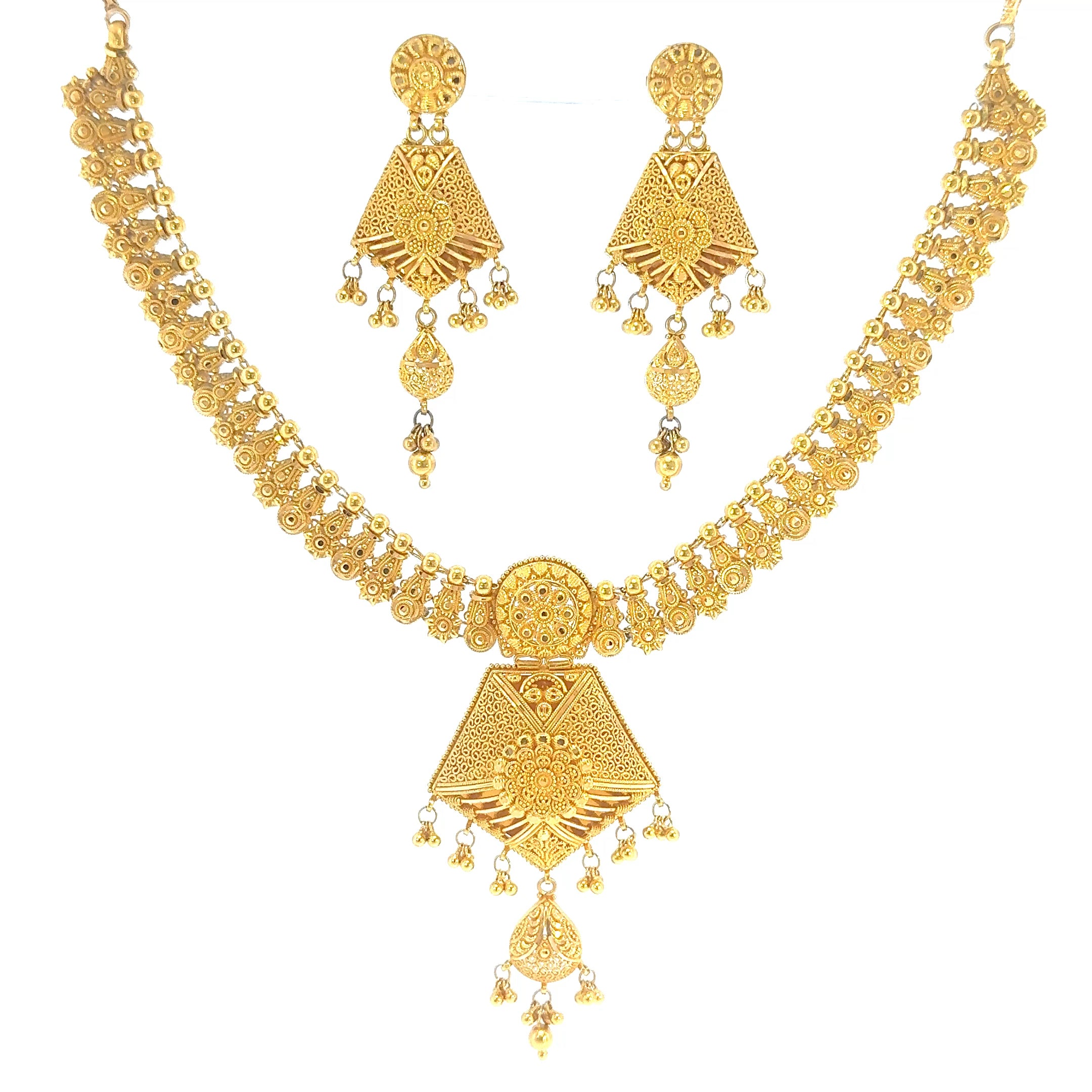 22K Contemporary Dual-Layered Yellow Gold Cable Chain Necklace