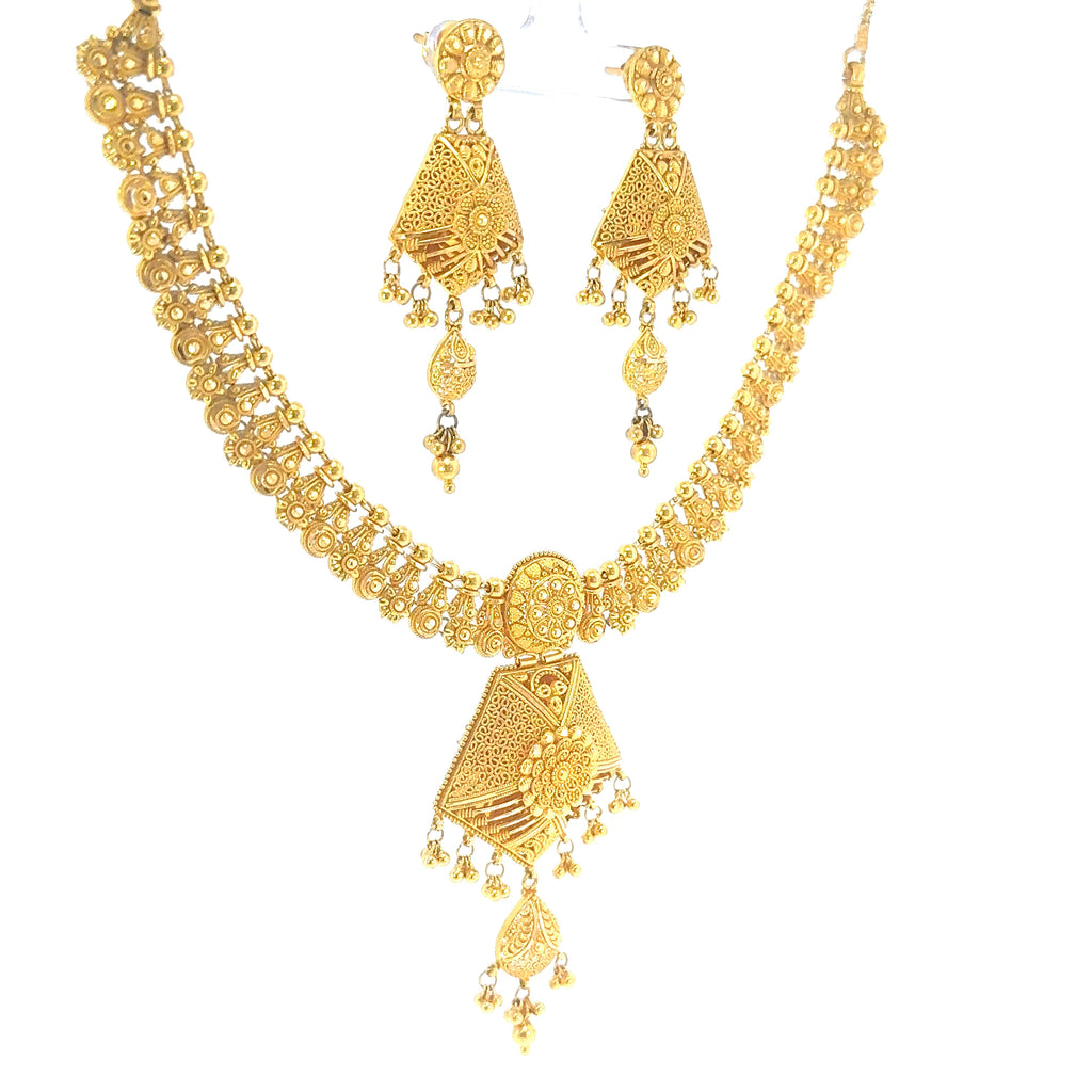 22K Contemporary Dual-Layered Yellow Gold Cable Chain Necklace
