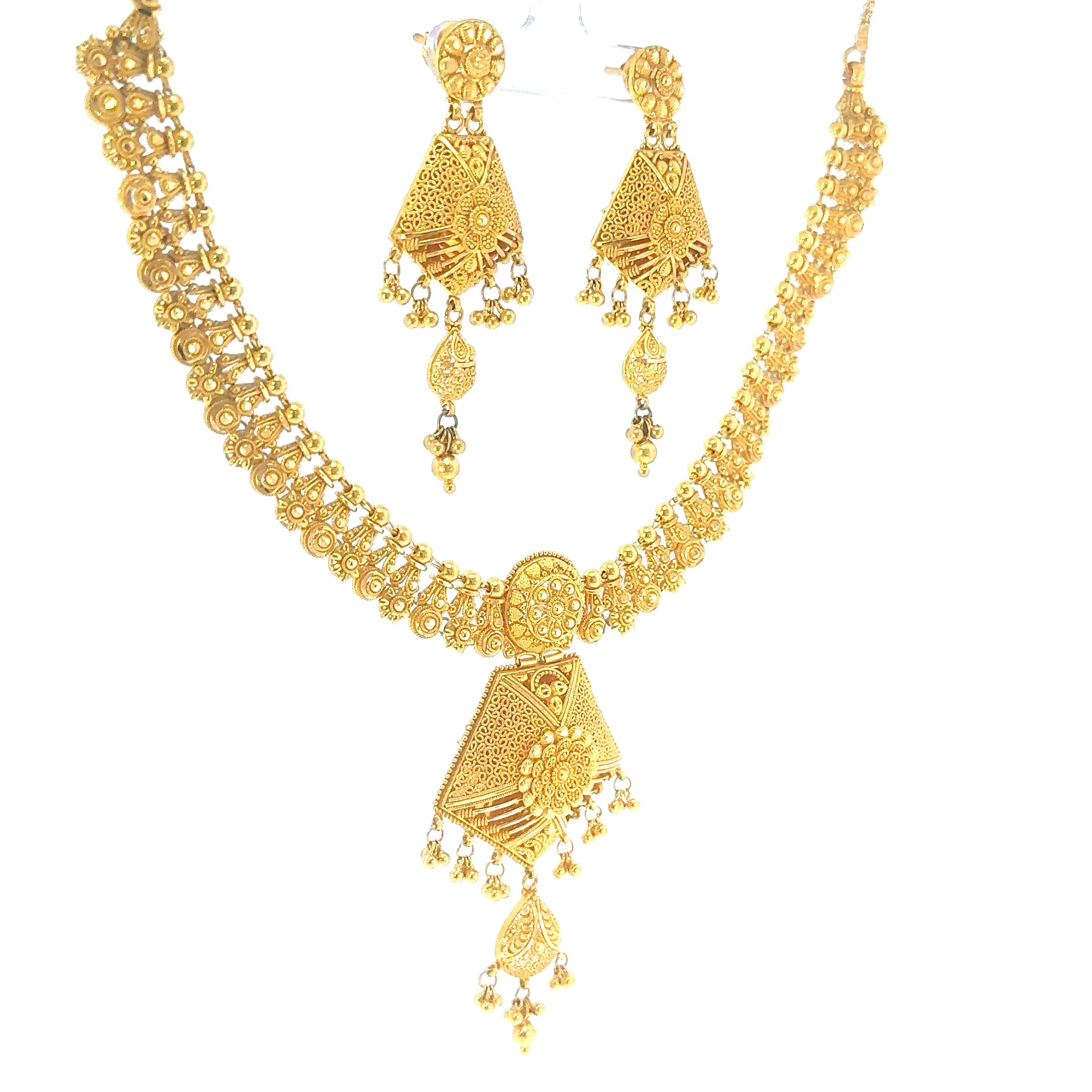 22K Contemporary Dual-Layered Yellow Gold Cable Chain Necklace