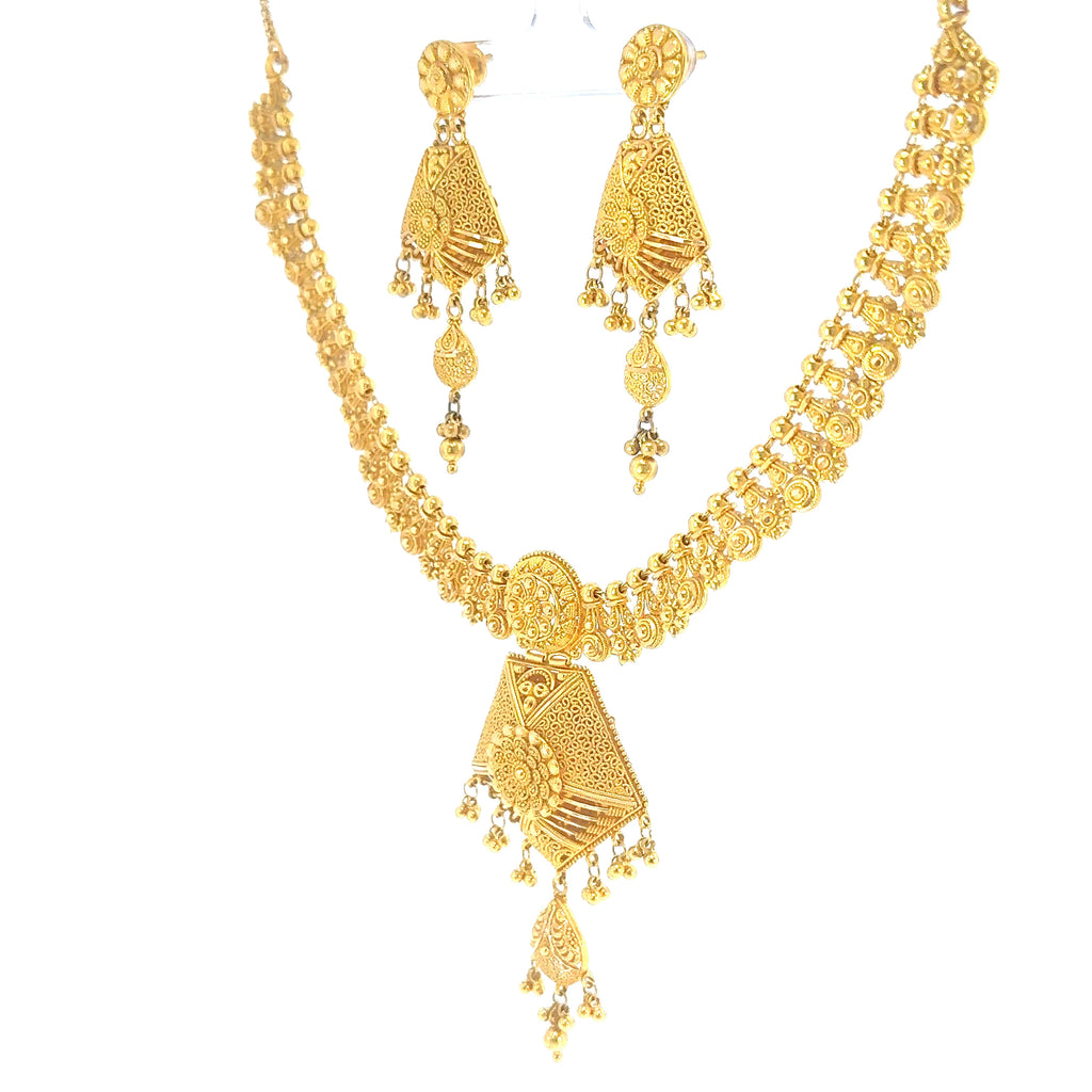 22K Contemporary Dual-Layered Yellow Gold Cable Chain Necklace