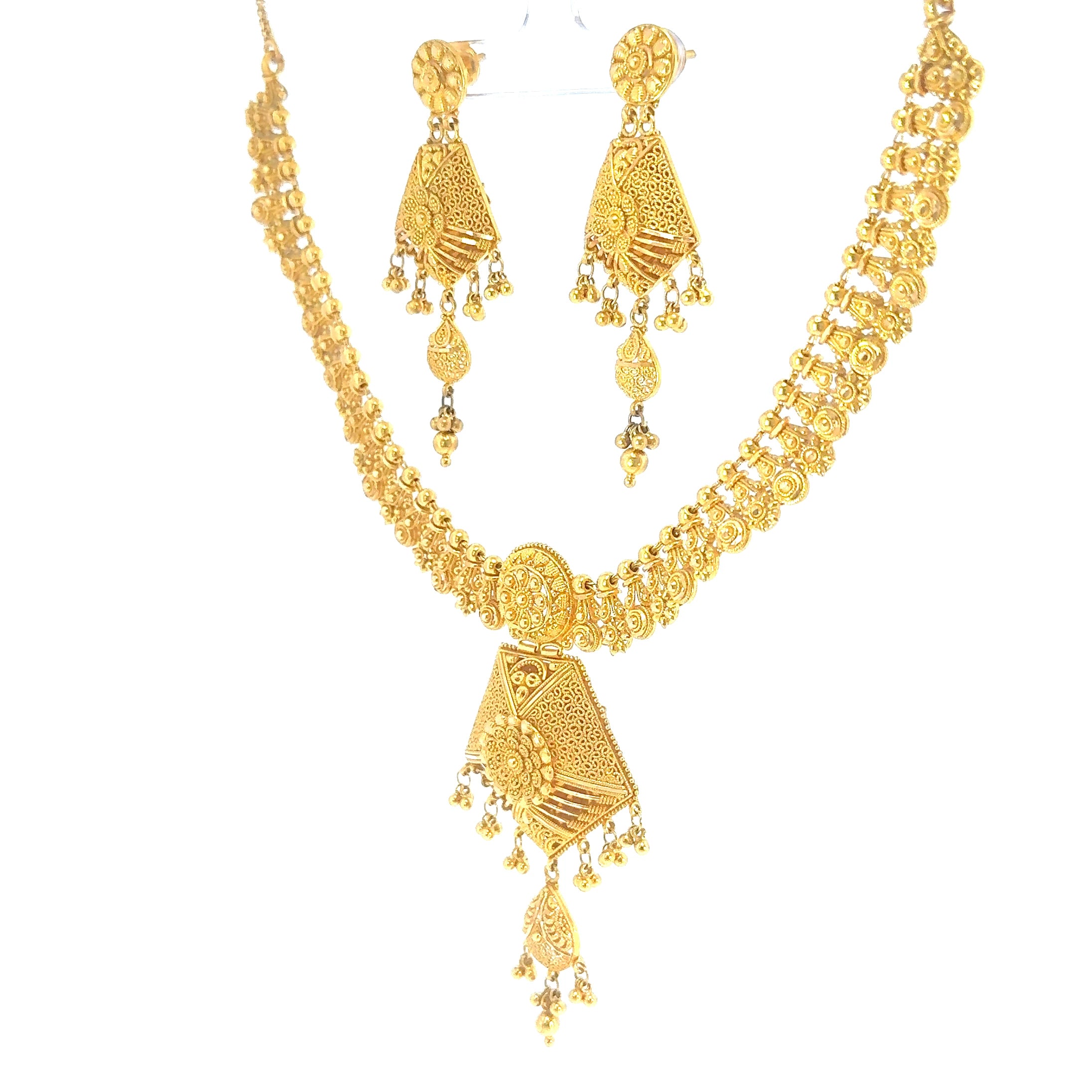 22K Contemporary Dual-Layered Yellow Gold Cable Chain Necklace