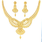 22K Contemporary Yellow Gold Layered Necklace with Medallion and Vertical Bar Pendants