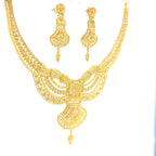 22K Contemporary Yellow Gold Layered Necklace with Medallion and Vertical Bar Pendants