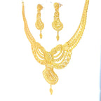 22K Contemporary Yellow Gold Layered Necklace with Medallion and Vertical Bar Pendants