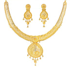 22K Engraved Yellow Gold Chain Necklace