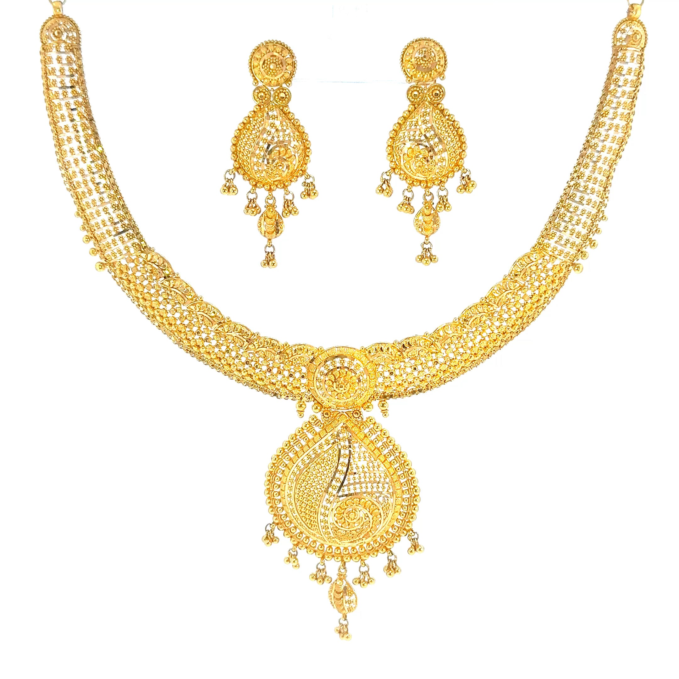 22K Engraved Yellow Gold Chain Necklace