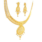 22K Engraved Yellow Gold Chain Necklace