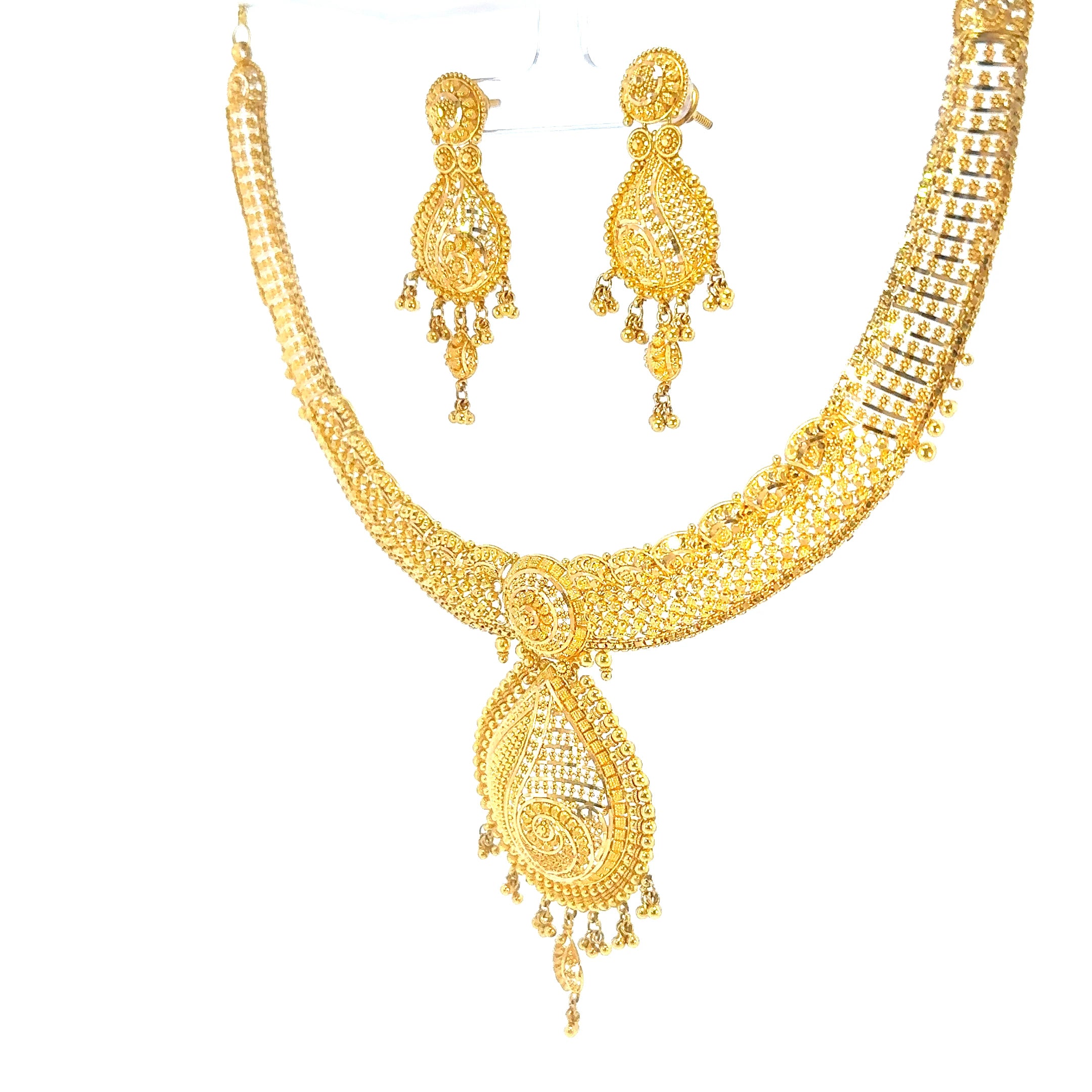 22K Engraved Yellow Gold Chain Necklace