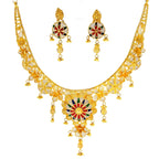 22K Elegant Double Layered Yellow Gold Bar Pendant Necklace
