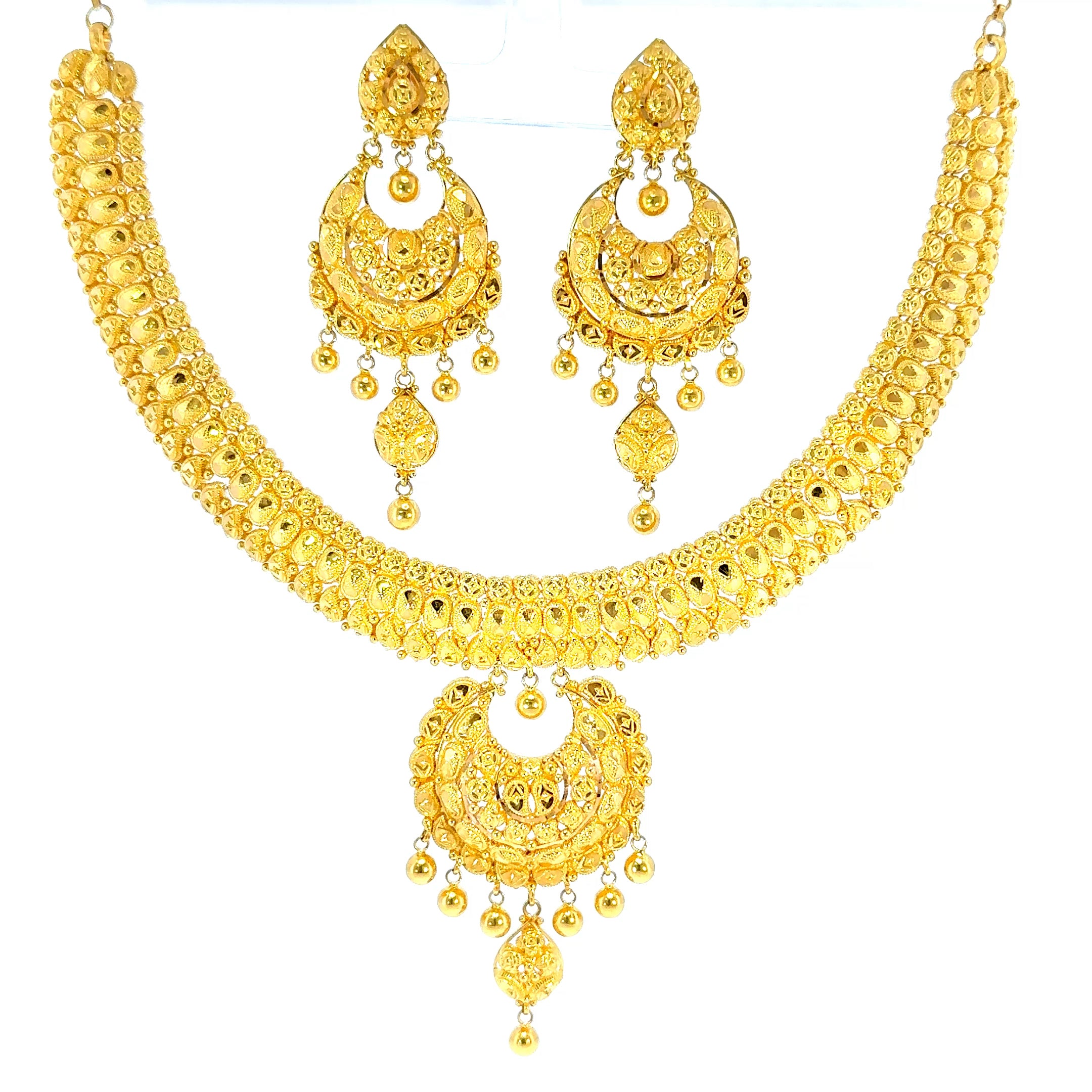 22K Classic Braided Yellow Gold Mesh Choker Necklace