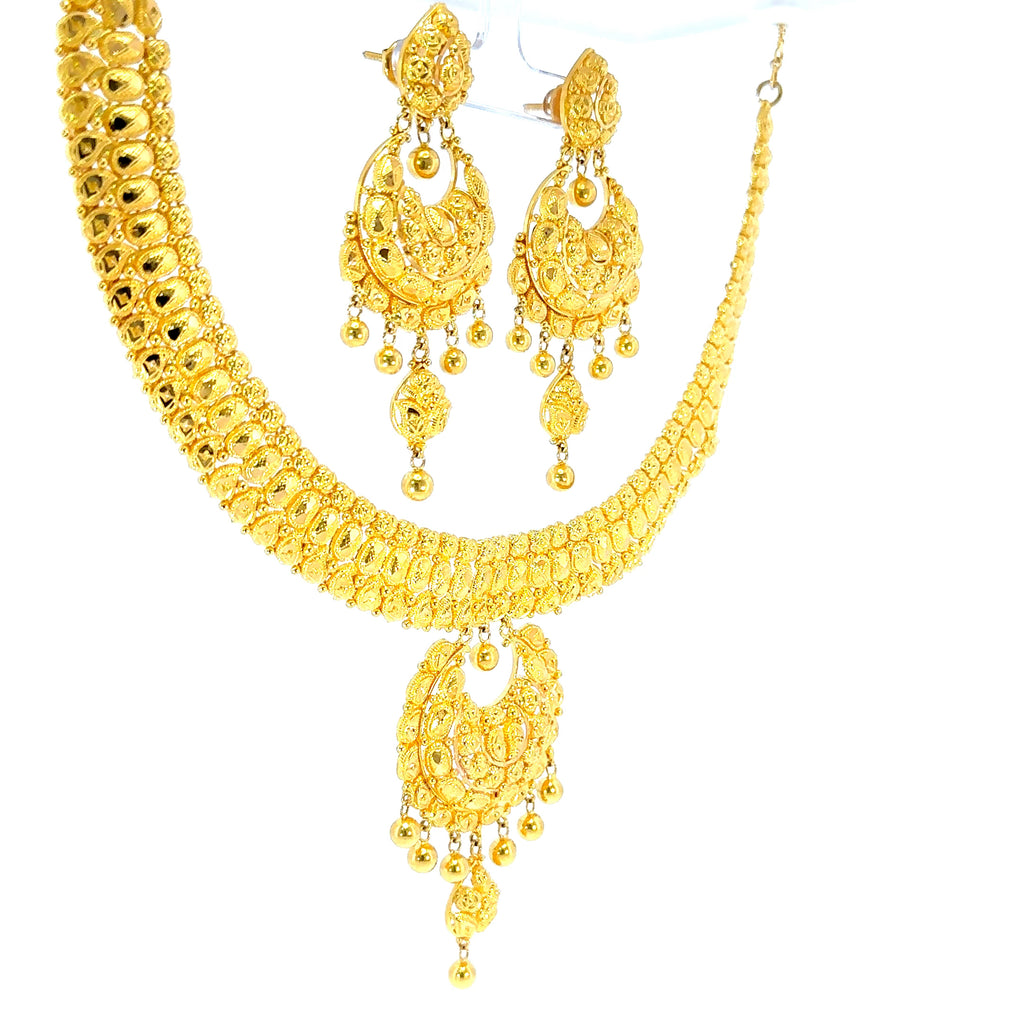 22K Classic Braided Yellow Gold Mesh Choker Necklace