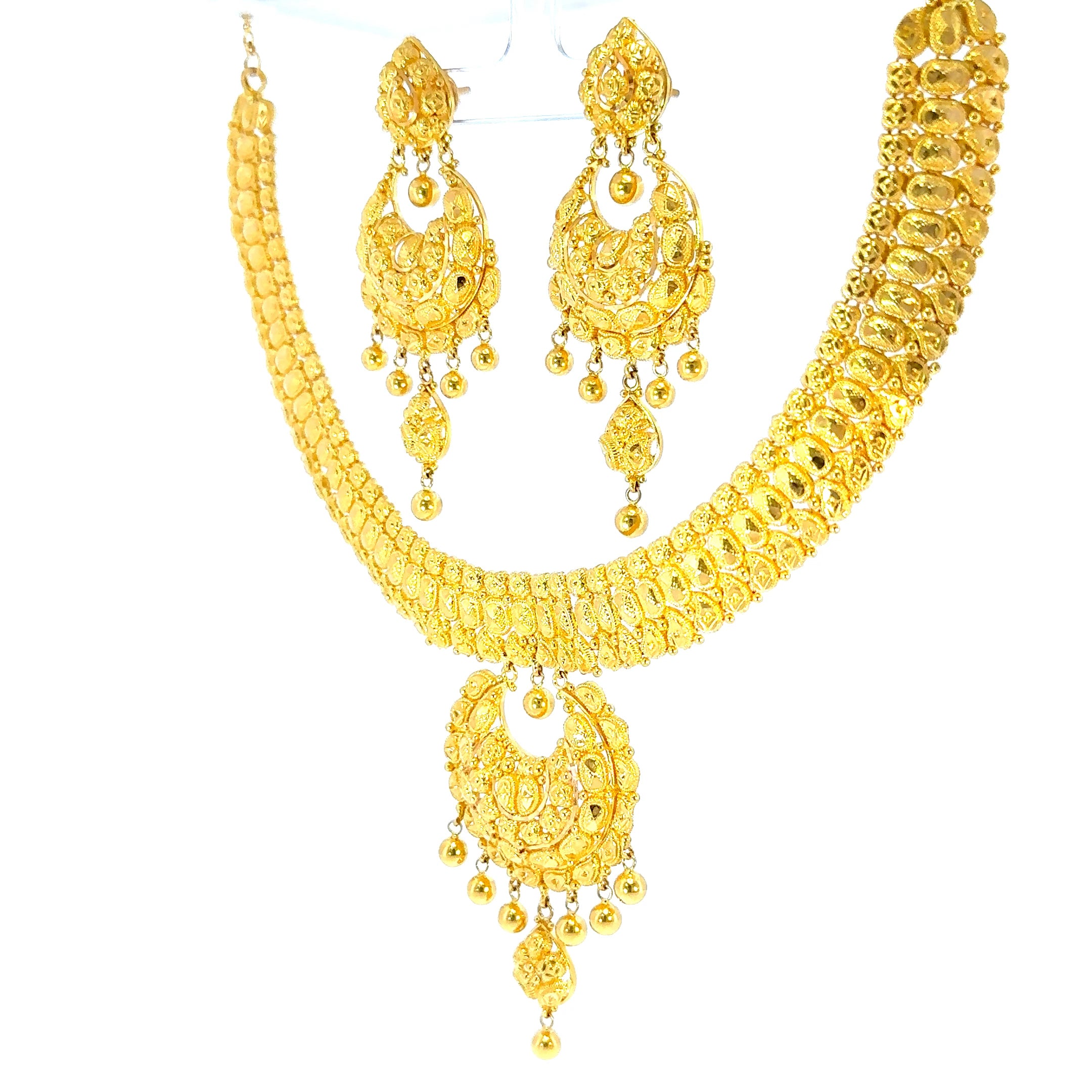 22K Classic Braided Yellow Gold Mesh Choker Necklace