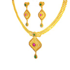 22K Layered Yellow Gold Ruby Cabochon Double Strand Necklace