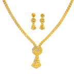 22K Elegant Yellow Gold Layered Beaded Chain Necklace