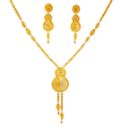 22K Polished Yellow Gold Spherical Bead Necklace