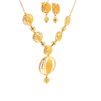22K Polished Yellow Gold Beaded Strand Necklace
