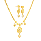 22K Classic Yellow Gold Spherical Charm Necklace with Polished Cable Chain